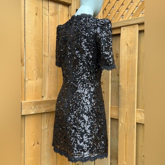 🆕 REBECCA VALLANCE 🧿 NWOT x Nicky Hilton Diana Black Bow Sequin Mini, Sz US 6 - Picture 6 of 16